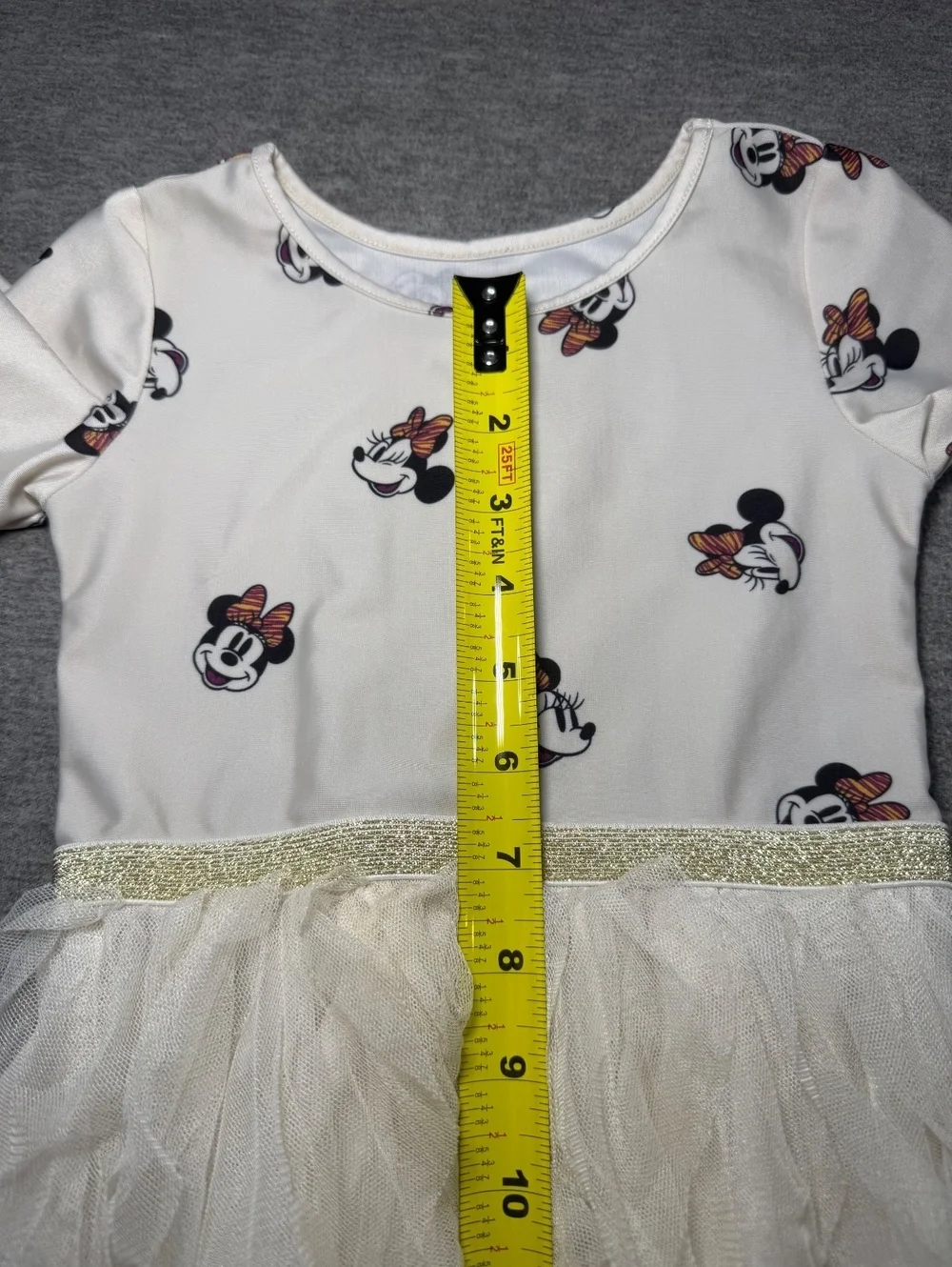 Disney Junior Minnie Mouse Tutu Dress Girls Size 3T White Long Sleeve
